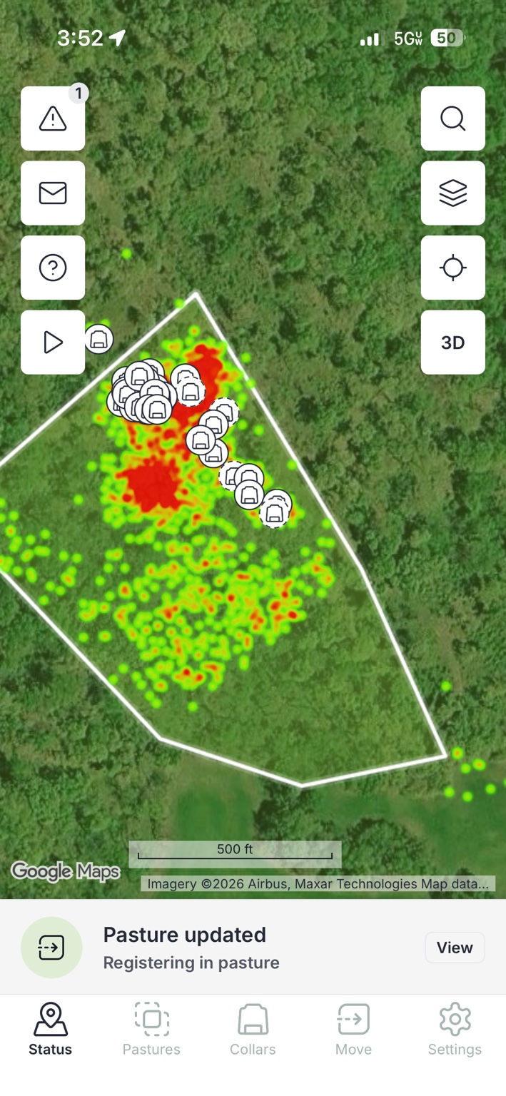Another Nofence view of herd activity within a virtual pasture.